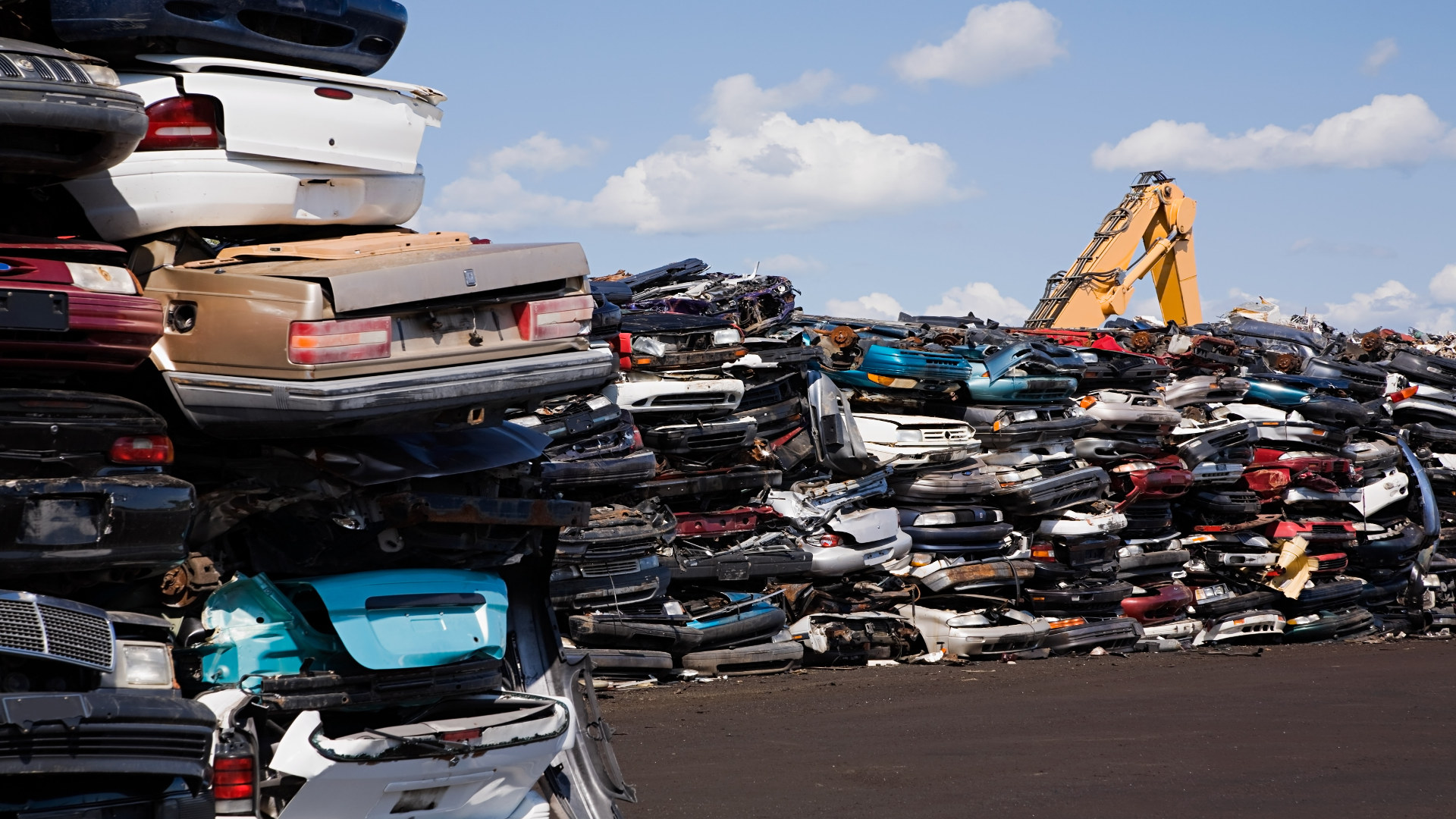 Cars in scrap yard